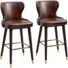 Barhocker 52x53x101 cm, 2er-Set, gepolstert, Kunstleder Braun, Vintage-Akzente Bild 3