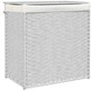 vidaXL Wäschekorb mit 2 Fächern Weiß 53x35x57 cm Poly Rattan 372038 Bild 2