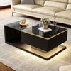 90 cm langer Couchtisch, Hochglanz-Schwarz. Beistelltische, Couchtische mit Glas und LED-Effekt Bild 3