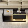 90 cm langer Couchtisch, Hochglanz-Schwarz. Beistelltische, Couchtische mit Glas und LED-Effekt Bild 2