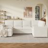 Sofa aus Corduroy mit Stauraumhocker, Schlaffunktion, 282x153x85 cm, Beige Bild 3