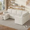 Sofa aus Corduroy mit Stauraumhocker, Schlaffunktion, 282x153x85 cm, Beige Bild 2