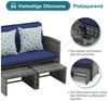 Sunsitt Gartenbank Outdoor Loveseat (3-tlg Terrassenmöbel-Set, Allwetter Rattan Gartenbank mit 2 Hocker), Grau Rattan&Grau Kissen Bild 4
