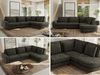 CALENO L-Form Ecksofa 317x225 cm, Massivholz-Rahmen & Wellenfedern, Sitzhöhe 51 cm, modernes Polstersofa rückenecht bezogen & freistehend - Dunkelgrau Schenille glatt - Rechts Seite Bild 2