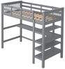 Merax Hochbett mit Schreibtisch und Bücherregal Etagenbett 90x200 cm mit Trittleiter, Kinderbett aus Kiefer Bild 4