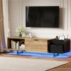 TV-Schrank 180x38x49 cm in Holzoptik Schwarz mit LED, offenen Fächern und Schubladen Bild 4
