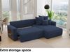 MEBLINI Schlafcouch mit Bettkasten - 260 x 160 x 78 cm - Blau Cordstoff - NAPLES - Kleines Ecksofa mit Schlaffunktion - Sofa mit Relaxfunktion und Kissen - Kleine Couch L-Form - Eckcouch Bild 4