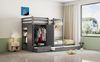Merax Etagenbett Kinderbett 90x200cm mit Ausziehbett 90x190cm Kleiderschrank Schublade, grau Bild 5