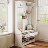 FUROKOY Kleiderständer Dielengarderobe, Wandgarderobe mit Spiegel, (Garderobenset mit Schuhschrank, 2 Schublade und Kleiderstange), für Flur, Wohnzimmer, Schlafzimmer, 104 x 35 x 180 cm, Weiß Bild 2