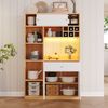 Hochschrank mit LED-Beleuchtung, 115x35x180 cm weiß/natur – Küchenregal, Vorratsschrank, Sideboard mit Licht Bild 5