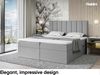 MEBLINI Boxspringbett ERLING 160x220 cm mit Bettkasten - H3/Grau Webstoff Polsterbett - Doppelbett mit Topper & Bonellfederkern-Matratze Bild 2