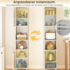 Hoher Badezimmerschrank schmaler Heimorganisator mit zwei geriffelten Glastüren freistehender schmaler Schrank Weiß Bild 4