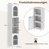 Hoher Badezimmerschrank schmaler Heimorganisator mit zwei geriffelten Glastüren freistehender schmaler Schrank Weiß Bild 2