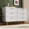 Merax Schubladenkommode Kommode mit 6 Schubladen, Weiß Sideboard Highboard für Schlafzimmer & alle Wohnräume , Weiß -H75/B120/T40 cm Bild 3
