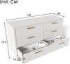 Merax Schubladenkommode Kommode mit 6 Schubladen, Weiß Sideboard Highboard für Schlafzimmer & alle Wohnräume , Weiß -H75/B120/T40 cm Bild 4