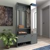 AX LIVING Schuhschrank mit Garderobe Tokessa mit Spiegel Stone Green Bild 2