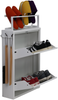 Schuhkipper mit Zubehör, Weiß, 2 Klappen 52x15x85,5 cm, Pantoffelregal, Hakenleiste Bild 4