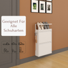 Schuhkipper mit Zubehör, Weiß, 2 Klappen 52x15x85,5 cm, Pantoffelregal, Hakenleiste Bild 2