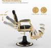 BarberPub Friseurstuhl mit Kopfstütze Kippbar, Friseureinrichtung mit Hydraulikpumpe 360° Drehbar, Höhenverstellbarer Bedienungsstuhl mit Vintage Stil, Kunstleder, 2933GD-F (Gold-Schwarz) Bild 3