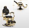 BarberPub Friseurstuhl mit Kopfstütze Kippbar, Friseureinrichtung mit Hydraulikpumpe 360° Drehbar, Höhenverstellbarer Bedienungsstuhl mit Vintage Stil, Kunstleder, 2933GD-F (Gold-Schwarz) Bild 2