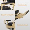 BarberPub Friseurstuhl mit Kopfstütze Kippbar, Friseureinrichtung mit Hydraulikpumpe 360° Drehbar, Höhenverstellbarer Bedienungsstuhl mit Vintage Stil, Kunstleder, 2933GD-F (Gold-Schwarz) Bild 5