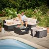 Casaria 'Melbourne' Lounge Set mit Auflagen und Rückenkissen, Polyrattan, Schwarz / Creme Bild 2