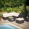 Casaria 'Melbourne' Lounge Set mit Auflagen und Rückenkissen, Polyrattan, Schwarz / Creme Bild 4