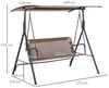 Outsunny Hollywoodschaukel Gartenschaukel mit verstellbarem Sonnendach, UV-Schutz, 2-Sitzer, Verstellbares Dach, Schaukel, 1 tlg, Schaukelbank, für Garten, Balkon,Braun Bild 2