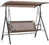 Outsunny Hollywoodschaukel Gartenschaukel mit verstellbarem Sonnendach, UV-Schutz, 2-Sitzer, Verstellbares Dach, Schaukel, 1 tlg, Schaukelbank, für Garten, Balkon,Braun Bild 4