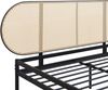 Metallbett Linköping mit ovalem Kopfteil 160x200 cm Schwarz/Rattanoptik [en. casa] Bild 5