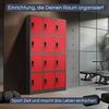 Schließfachschrank Spind MARCIN - 12 Fächer, Etikettenhalter Lüftungsschlitze | Wertfachschrank Umkleideschrank Metall Kleiderspind, 185x90x40cm Anthrazit-Rot Bild 3