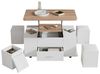 BlingBin Couchtisch Esstisch 4-in-1-Multifunktions-Wohnzimmertisch (Beweglicher, Höhenverstellbar, 1-St, mit 4 Hockern und Schublade), 100L x 50B x 45/60H cm, Weiß Bild 4