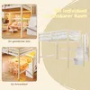Hochbett mit RGB LED-Streifen, Stauraum, Lattenrost, Rausfallschutz und Regal, Treppe mit Regal, 140x200 cm, Kinderbett, Kiefer Bild 5