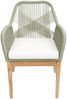 2er-Set Gartenstuhl HWC-H56b, Sessel Outdoor, wetterfest Seilgeflecht Rope Holz Akazie ~ grün Kissen creme Bild 5