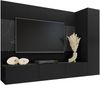 Wohnwand Deromi VI, Griffloses Öffnungssystem (Farbe: Schwarz / Schwarz + Schwarz Marmor) Bild 3