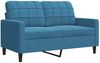 vidaXL 4-tlg. Sofagarnitur mit Kissen und Nackenrollen Blau Samt 3278390 Bild 5