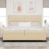vidaXL Boxspringbett mit Matratze mit LED Creme 200 x 200 cm Stoff 3342975 Bild 4