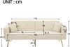 Flieks Schlafsofa mit Bettfunktion, 2-Sitzer Sofa, verstellbare Rückenlehne, goldene Beine, 2 Kissen & Seitentaschen, Teddy Stoff, Beige Bild 5