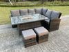 Fimous High Back Rattan Gartenmöbel Sets Gas Feuer Grube Esstisch Set Gas Heizung Rechte Ecke Sofa Kleine Fußhocker 8 Sitzer Bild 1