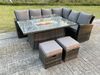 Fimous High Back Rattan Gartenmöbel Sets Gas Feuer Grube Esstisch Set Gas Heizung Rechte Ecke Sofa Kleine Fußhocker 8 Sitzer Bild 3