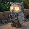 2er Set LED Solarleuchte, Stein Design Eule, grau, H 19,5 cm Bild 5