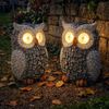 2er Set LED Solarleuchte, Stein Design Eule, grau, H 19,5 cm Bild 3