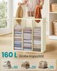 SONGMICS Wäschekorb mit 3 Fächern, 160 L, mit Deckel, 5 Etiketten, herausnehmbarer und waschbarer Innensack, Waschküche Schlafzimmer, cremeweiß Bild 3