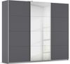 rauch Kleiderschrank, Schwebetürenschrank KULMBACH, 3-türig, 1 Spiegeltüre, inkl. Türdämpfer und weiterem Zubehör, Grau metallic, 271 x 231 x 62 cm Bild 3