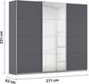 rauch Kleiderschrank, Schwebetürenschrank KULMBACH, 3-türig, 1 Spiegeltüre, inkl. Türdämpfer und weiterem Zubehör, Grau metallic, 271 x 231 x 62 cm Bild 4