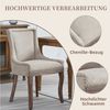 SeedWave Esszimmerstuhl 2er-Set Küchenstuhl Chenillebezug, Holzfüße mit Verstellbaren Fußpads, Polsterstuhl mit geschwungener Rücklehne, Niete-Design Bild 3