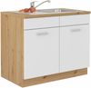 Spülenschrank Buffet Küche Mario 100 Küchenzeile Einbauküche Weiss Eiche Artisan Bild 2