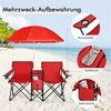 COSTWAY Campingstuhl, mit Sonnenschirm, Getränkehalter & Kühltasche, faltbar Bild 3