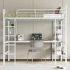 Hochbett mit Rausfallschutz, Schreibtisch, Regal, Leiter und Lattenrost, 140x200 cm, Metallbett, Jugendbett, Kinderbett Bild 2
