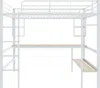 Hochbett mit Rausfallschutz, Schreibtisch, Regal, Leiter und Lattenrost, 140x200 cm, Metallbett, Jugendbett, Kinderbett Bild 5